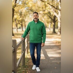 Woolrich Green 1/4 Zip Pullover Sweatshirt Men’s M Cotton Outdoor Casual